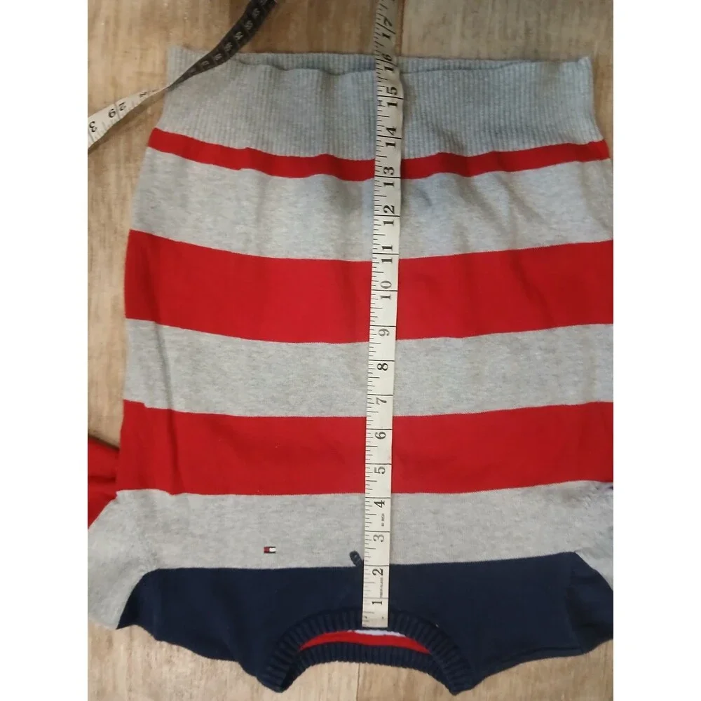 Tommy Hilfiger Boys Cotton Blue Gray Red Striped Long Sleeve Sweater Size 7